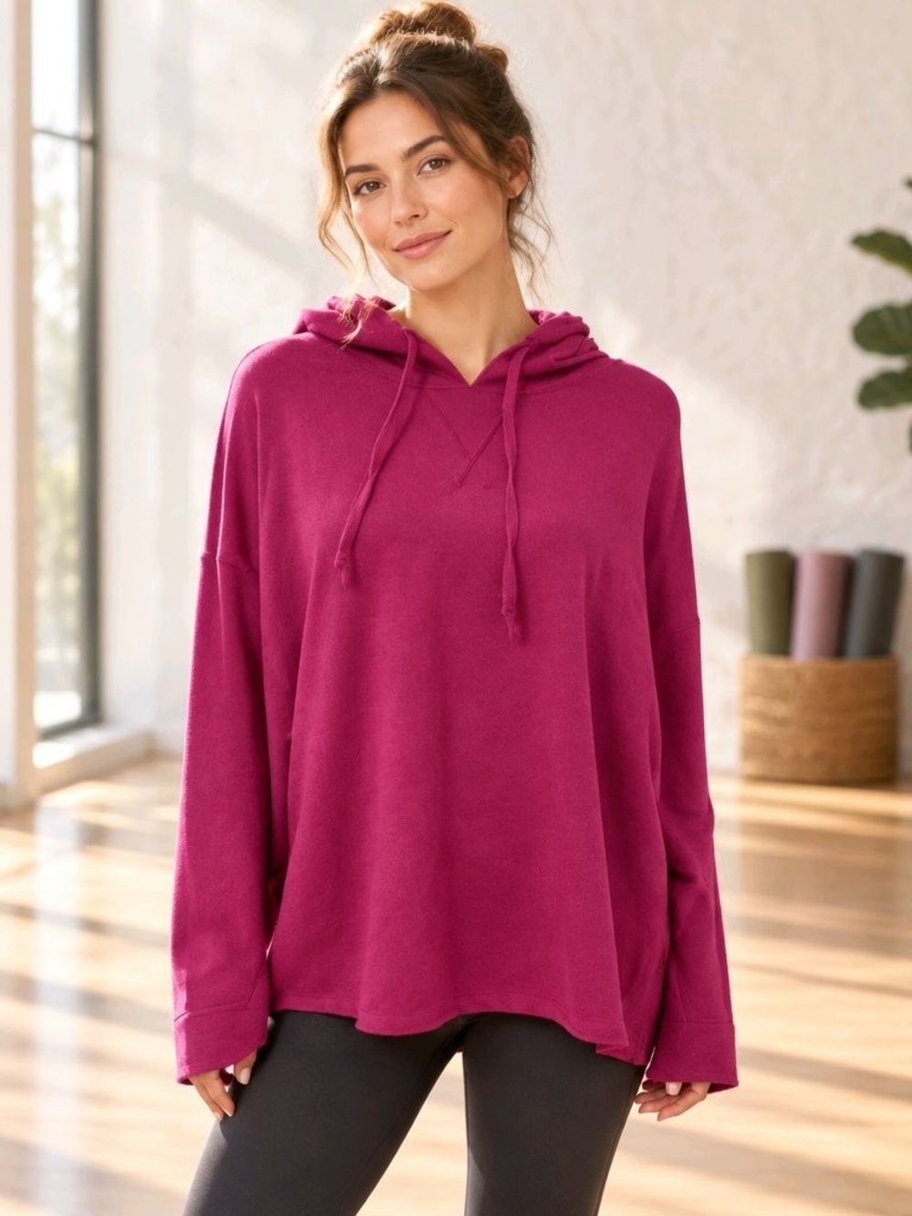 Nike Yoga Dri-FIT Fleece Pullover Hoodie Cosmic Fuchsia Medium